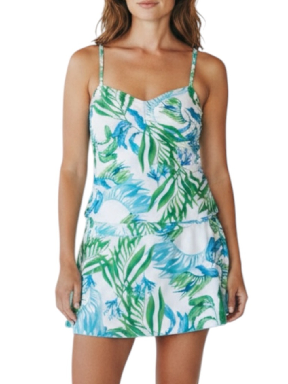 NO NAME Tropical Print 2PC Tankini Skirt Set NWOT — fits like a 6 — Says Large